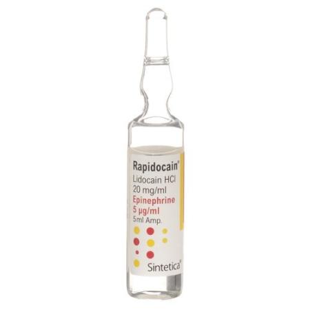 Rapidocaine 2% + Epinephrine 5mcg/ml Inj Loes 10amp 5ml - PrimeCare Global