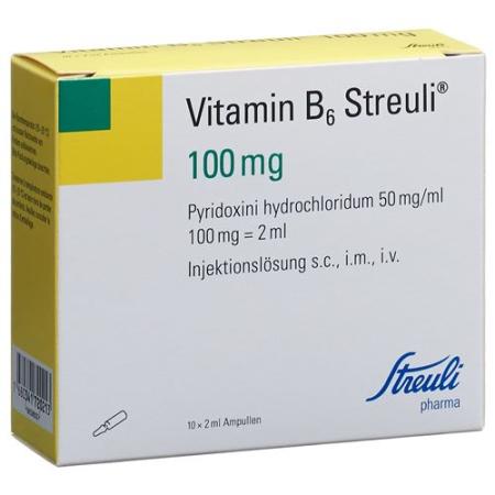 Vitamin B6 Streuli Inj L&ouml;s 100 mg/2ml 10 amp 2 ml - PrimeCare Global