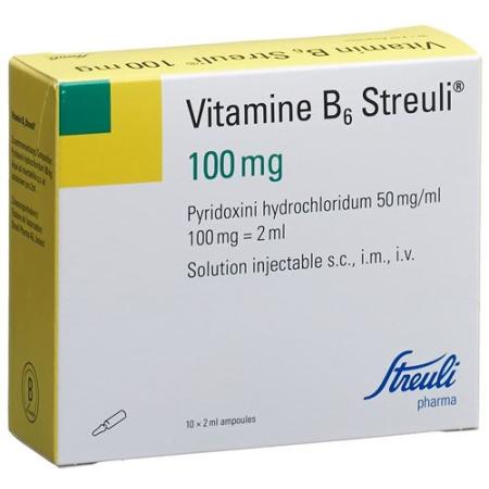 Vitamin B6 Streuli Inj L&ouml;s 100 mg/2ml 10 amp 2 ml - PrimeCare Global