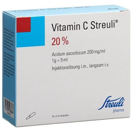 Vitamin C Streuli Inj L&ouml;s 20% 10 amp 5 ml - PrimeCare Global