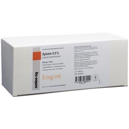 Xylesin Inj L&ouml;s 250 mg/50ml with preservative 10 vials 50 ml - PrimeCare Global