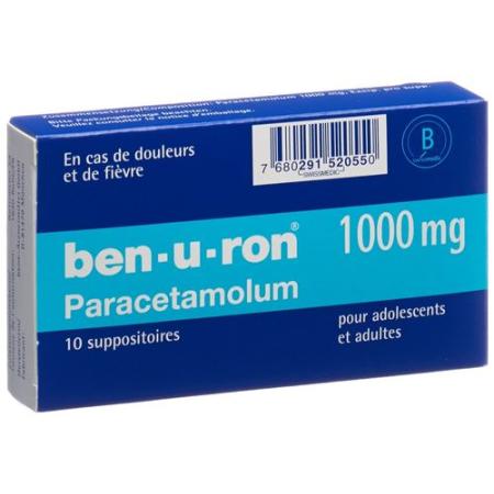 Ben-u-ron Supp 1000 mg adult 10 pcs - PrimeCare Global