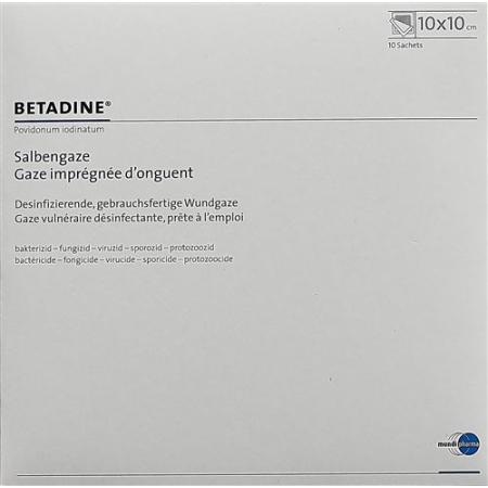 Betadine ointment gauze 10x10cm 10 pcs - PrimeCare Global