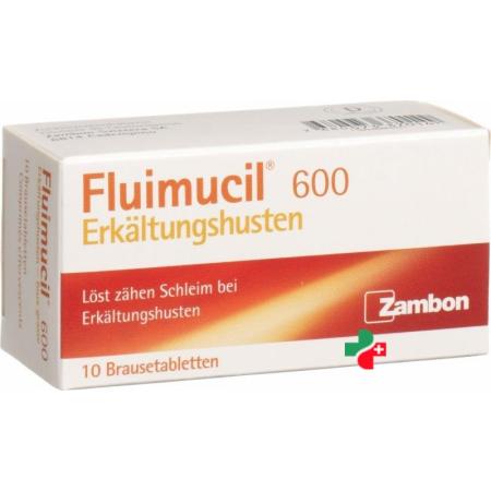 Fluimucil effervescent tabletse 600 mg adults citron (D) 10 pcs - PrimeCare Global