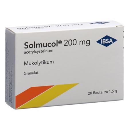 Solmucol Gran 200 mg without sugar 20 bags 1.5 g - PrimeCare Global