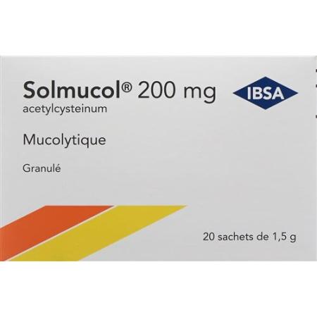 Solmucol Gran 200 mg without sugar 20 bags 1.5 g - PrimeCare Global