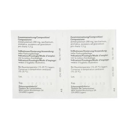 Solmucol Gran 200 mg without sugar 20 bags 1.5 g - PrimeCare Global