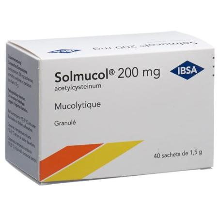 Solmucol granules 200 mg without sugar 40 bags 1.5 g - PrimeCare Global
