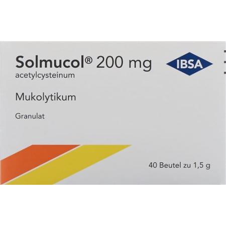 Solmucol granules 200 mg without sugar 40 bags 1.5 g - PrimeCare Global