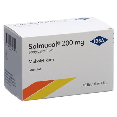 Solmucol granules 200 mg without sugar 40 bags 1.5 g - PrimeCare Global