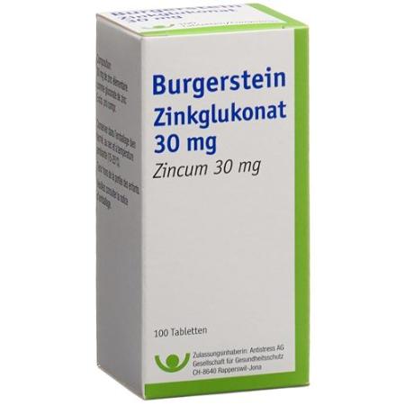 Burgerstein zinc gluconate tablets 30 mg 100 pieces - PrimeCare Global