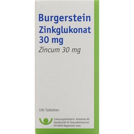 Burgerstein zinc gluconate tablets 30 mg 100 pieces - PrimeCare Global