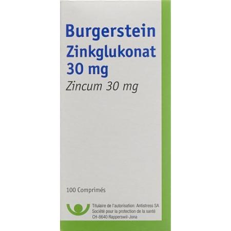 Burgerstein zinc gluconate tablets 30 mg 100 pieces - PrimeCare Global