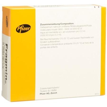 Fragmin Inj L&ouml;s 5000 IU/0.2ml 10 Fertspr 0.2 ml - PrimeCare Global