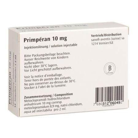 Primperan Inj L&ouml;s 10 mg/2ml i.m./i.v. 12amp 2ml - PrimeCare Global