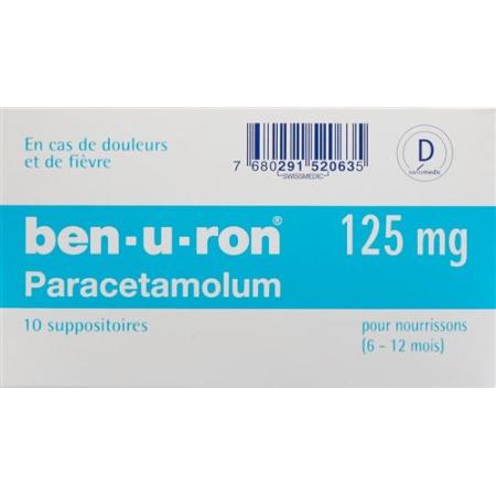 Ben-u-ron Supp 125 mg B&eacute;b&eacute; 10 pcs - PrimeCare Global