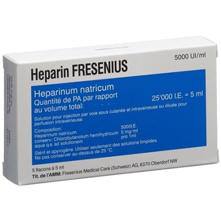 Heparin Fresenius Inj L&ouml;s 25000 U/5ml 5 through 5 ml - PrimeCare Global