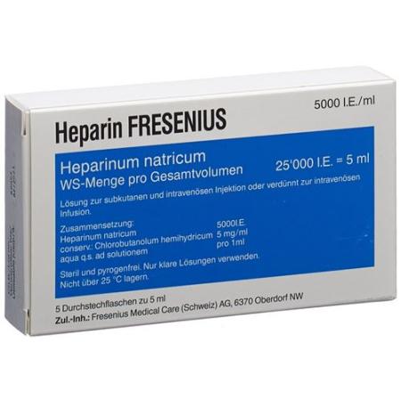 Heparin Fresenius Inj L&ouml;s 25000 U/5ml 5 through 5 ml - PrimeCare Global