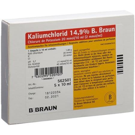 Potassium chloride B. Braun Inf Konz 14.9% 10ml glass ampoule 5 pcs - PrimeCare Global
