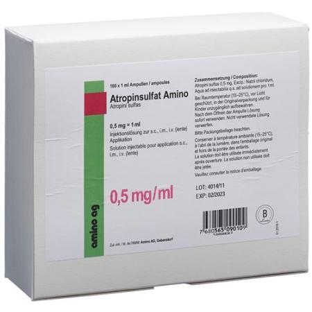 Atropine Sulfate Amino Inj Solu 0.5mg/ml 100amp 1ml - PrimeCare Global