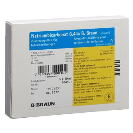 Sodium bicarbonate B. Braun Inf Konz 8.4% 10ml ampoule 5 pcs - PrimeCare Global