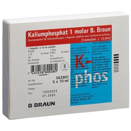 Potassium phosphate 1 molar B. Braun Inf Konz 10ml additional ampoule 5 pcs - PrimeCare Global