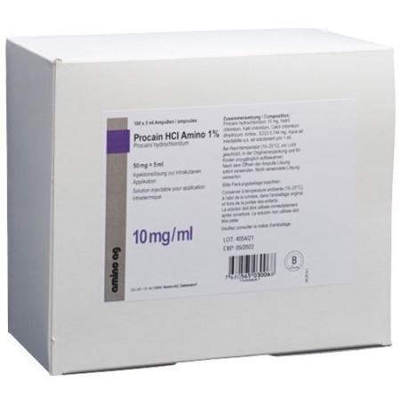 Procaine HCl Amino 50mg/5ml 100amp 5ml - PrimeCare Global