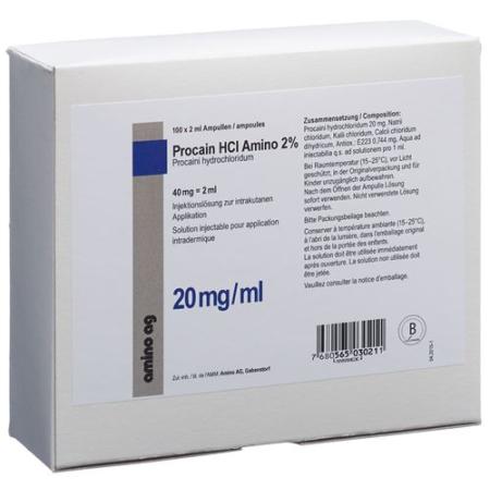 Procaine HCl Amino 40mg/2ml 100amp 2ml - PrimeCare Global