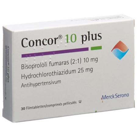 Concor 10 plus lacquer tablet 10/25 mg 30 pcs - PrimeCare Global
