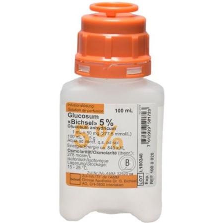 Glucosum Bichsel Inf L&ouml;s 5% 100ml plastic bottle without cutlery - PrimeCare Global