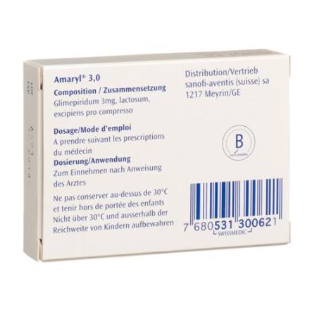 Amaryl Tabl 3 mg 30 pcs - PrimeCare Global