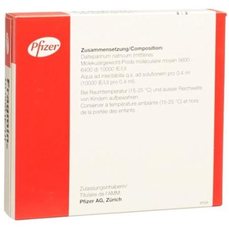 Fragmin Inj L&ouml;s 10000 IU/0.4ml 5 Fertspr 0.4 ml - PrimeCare Global