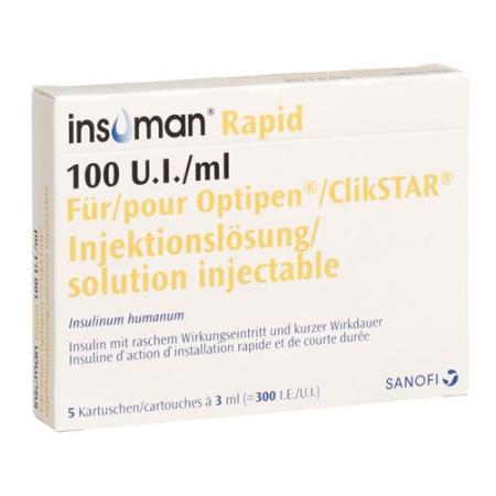 Insulin Insuman Rapid Inj L&ouml;s Optipen 5 x 3 ml - PrimeCare Global