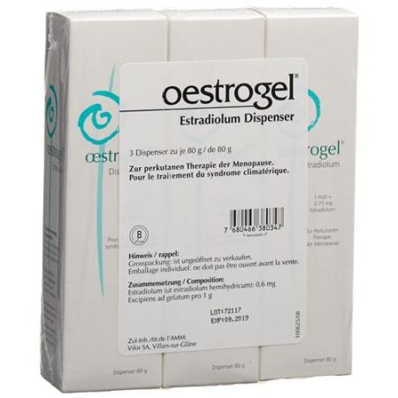Oestrogel Gel Dispenser 3 x 80g - PrimeCare Global