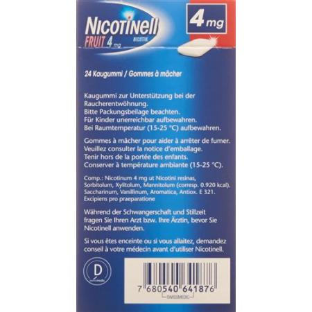 Nicotinell Gum 4 mg fruit 24 pcs - PrimeCare Global