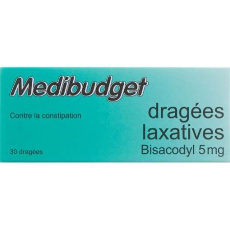 Medibudget Laxative Drag&eacute;es Bisacodyl 5 mg 30 pieces - PrimeCare Global