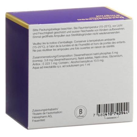 Dexamethasone Helvepharm Inj Loes 5mg/ml 25amp 1ml - PrimeCare Global