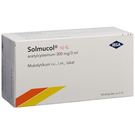 Solmucol 10% Inj L&ouml;s 300 mg/3ml local. i.v. i.m. 50amp 3ml - PrimeCare Global