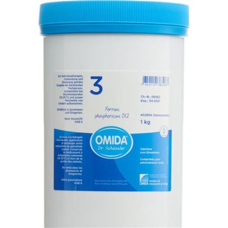 Omida Schuessler Nr3 Ferrum phosphoricum Tabl D 12 Ds 1000 g - PrimeCare Global