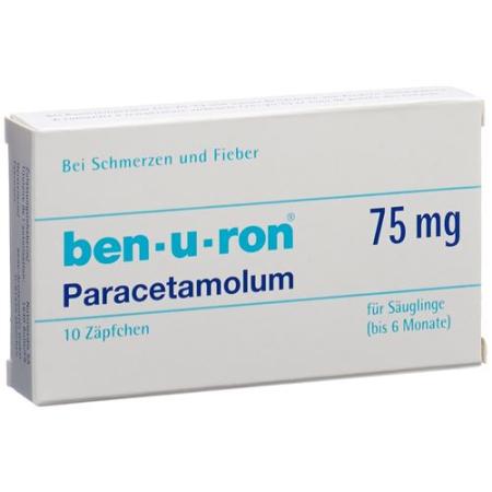 Ben-u-ron Supp 75 mg B&eacute;b&eacute; up to 6 months 10 pcs - PrimeCare Global
