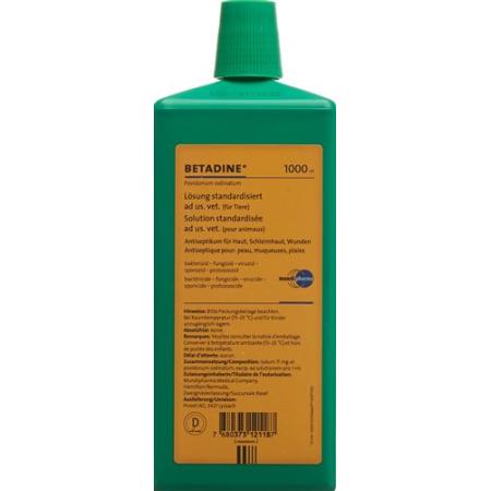 Betadine solution standardized ad us vet. bottle 1000 ml - PrimeCare Global