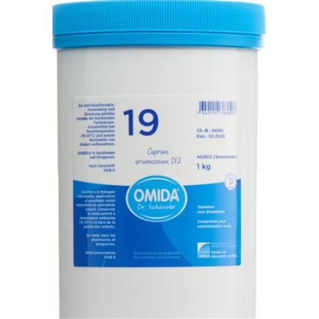 Omida Schuessler Nr19 Cuprum arsenicosum Tabl D 12 Ds 1000 g - PrimeCare Global