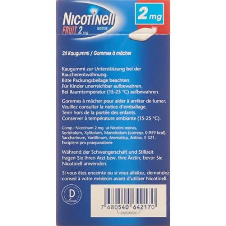 Nicotinell Gum 2 mg fruit 24 pcs - PrimeCare Global