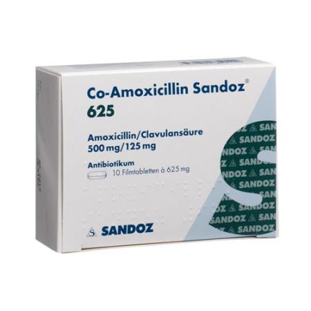 Co-Amoxicillin Sandoz Filmtablet 625 mg 10 pcs - PrimeCare Global