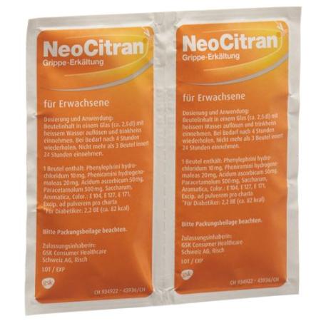 NeoCitran Flu / Cold for adults powder for oral solution 12 sachet - PrimeCare Global