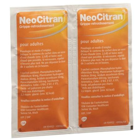 NeoCitran Flu / Cold for adults powder for oral solution 12 sachet - PrimeCare Global