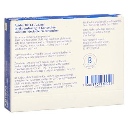 Apidra Inj L&ouml;s for AllStar PRO/ClikSTAR/JuniorSTAR 5 Amp 3 ml - PrimeCare Global