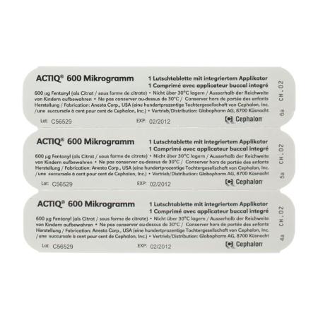Actiq buccal tablets 600 mcg with integrated applicator 30 pcs - PrimeCare Global