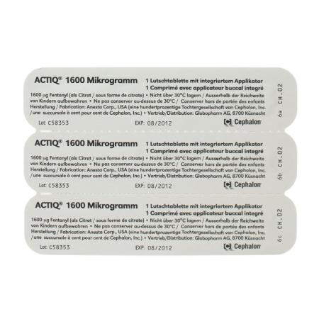Actiq Buccaltabletten 1600 mcg mit integriertem Applikator 3 Stk - PrimeCare Global
