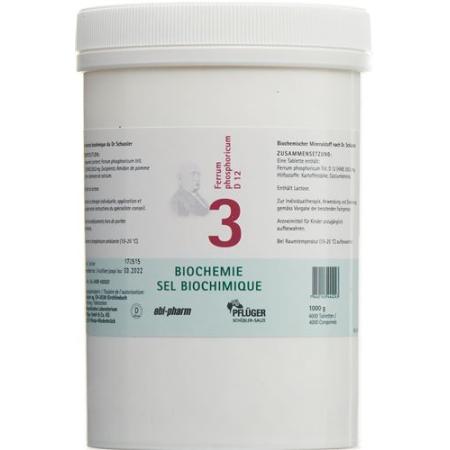 Pfluger Schuessler Nr3 Ferrum phosphoricum Tabl D 12 Ds 1000 g - PrimeCare Global